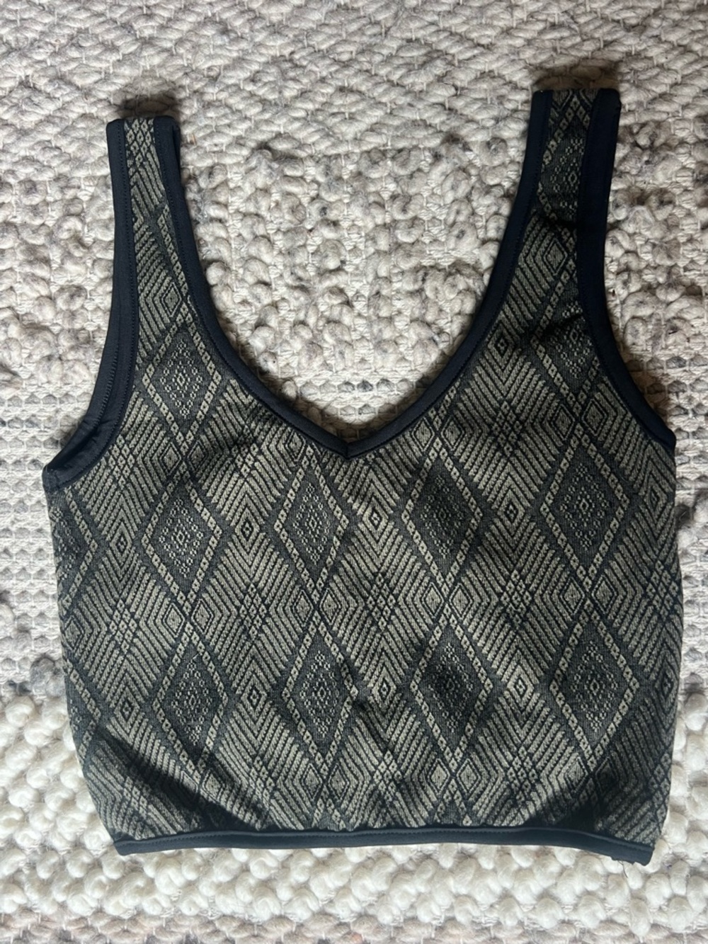 Una Pluma Cropped Tank Top Women Small Organic Cotton Stretch Geometric